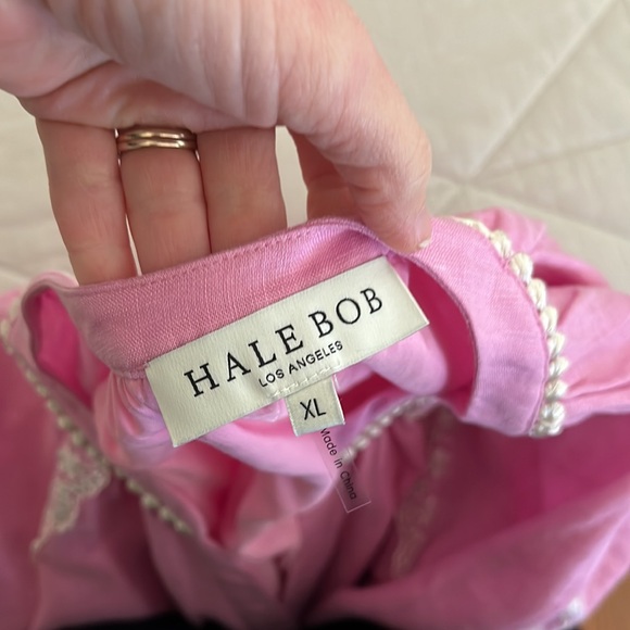 Hale Bob Pink Long Sleeve Linen Blend Dress embroidered Size XL - Picture 3 of 16